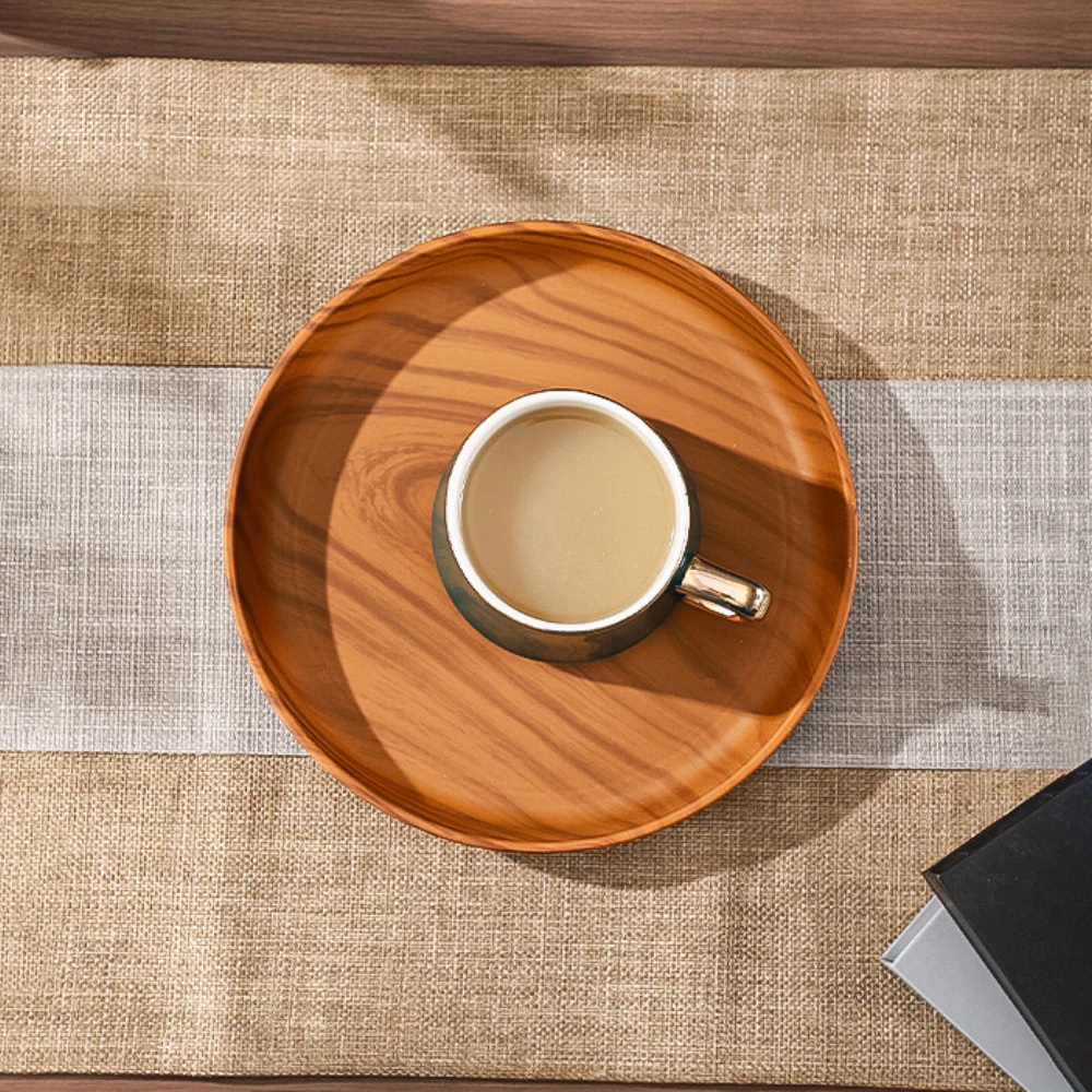 Cake Board Round - 1個入りプラスチック製丸型デザートプレート、和風木製コーヒートレイ、スナック・ドライフルーツプレート、楕円形ティートレイ、キッチン用品