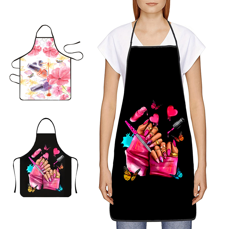 Kitchen Baking Unit - マニキュア印刷美容キッチン女性エプロン家庭用クリーニングピナフォアサロン家庭料理ベーキングマニキュア作業服