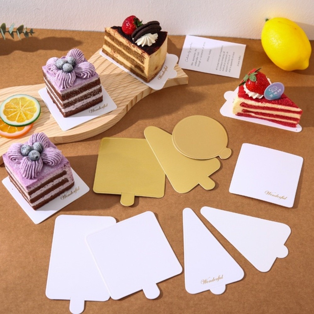 Cake Board Round - 50/100 個新しい使い捨てデザートボードゴールデンホワイトラウンドスクエアムースケーキベース厚紙紙食品マットケーキデコレーション