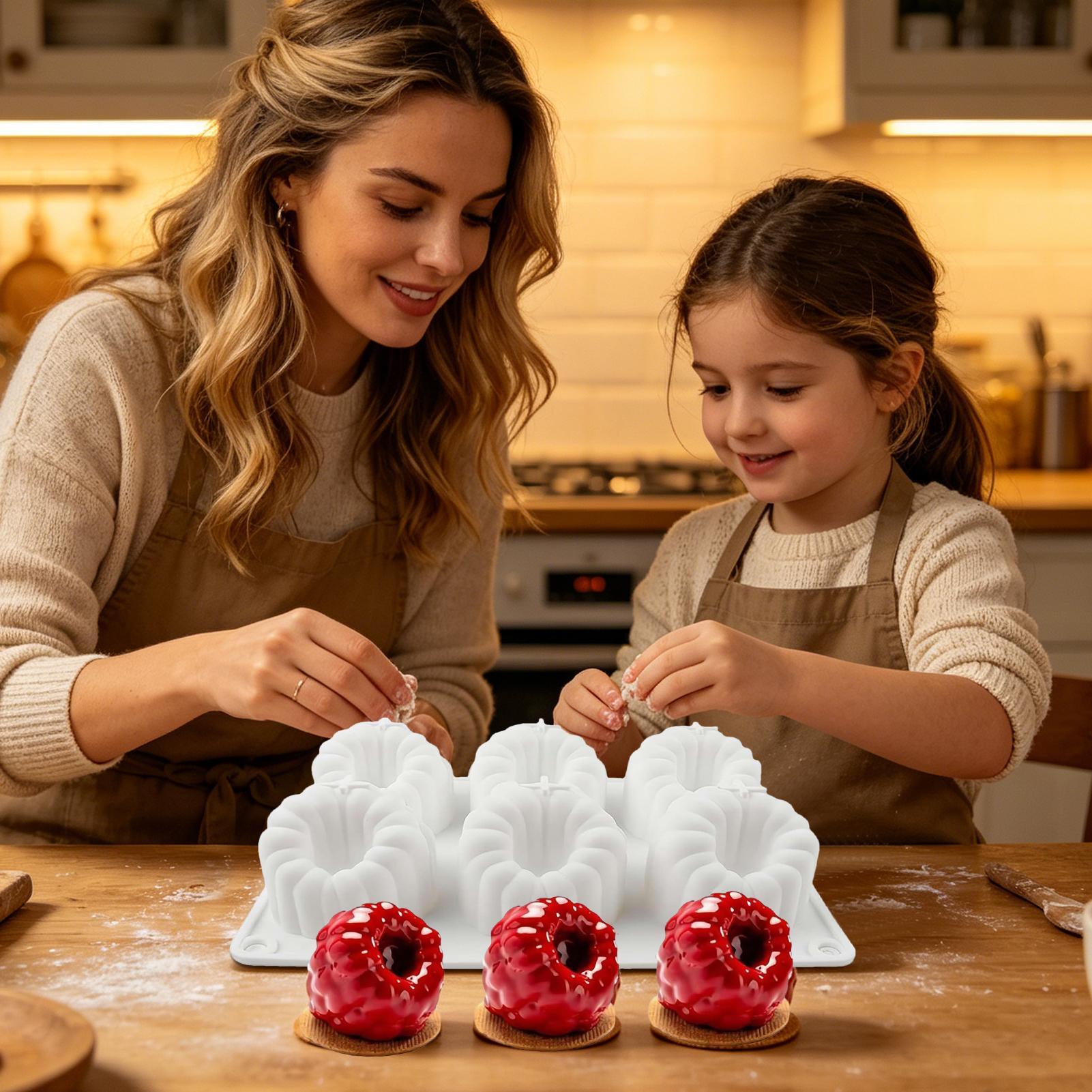 Kitchen Baking Molds - ラズベリーシリコンモールド 3Dラズベリー型シリコンモールド 6個取りフルーツペストリーモールド 家庭用キッチンベーキングペストリーベーカリー用
