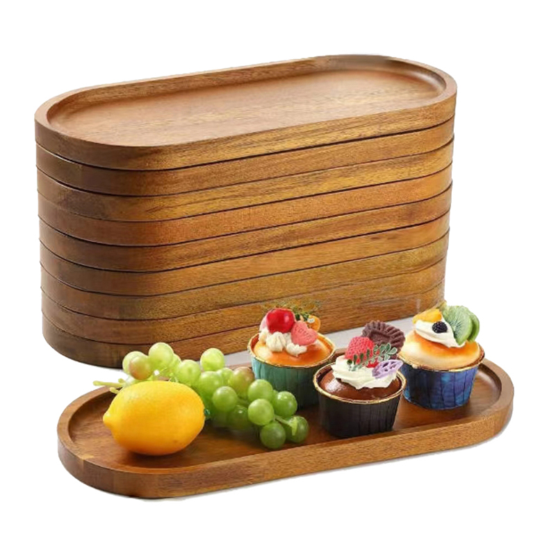 Cake Board Round - 食器無垢材フードトレイラウンド長方形デザートプレート和風木製スナックフルーツティーソーサーパレットブレッドボード