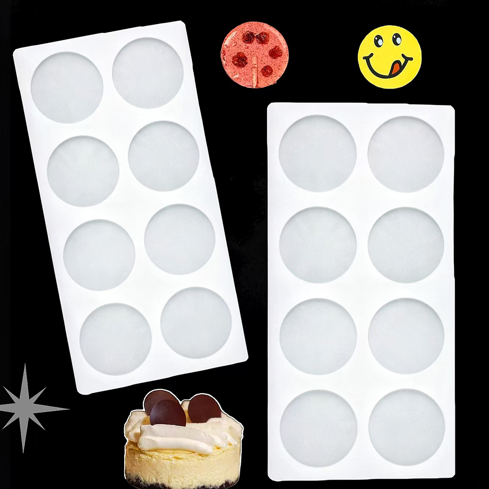 Kitchen Baking Molds - 8 キャビティの円筒形シュガー反転シリコン型。ムースケーキインサート、キャンディー、チョコレート、クッキー、ケーキのベーキングに使用されます。