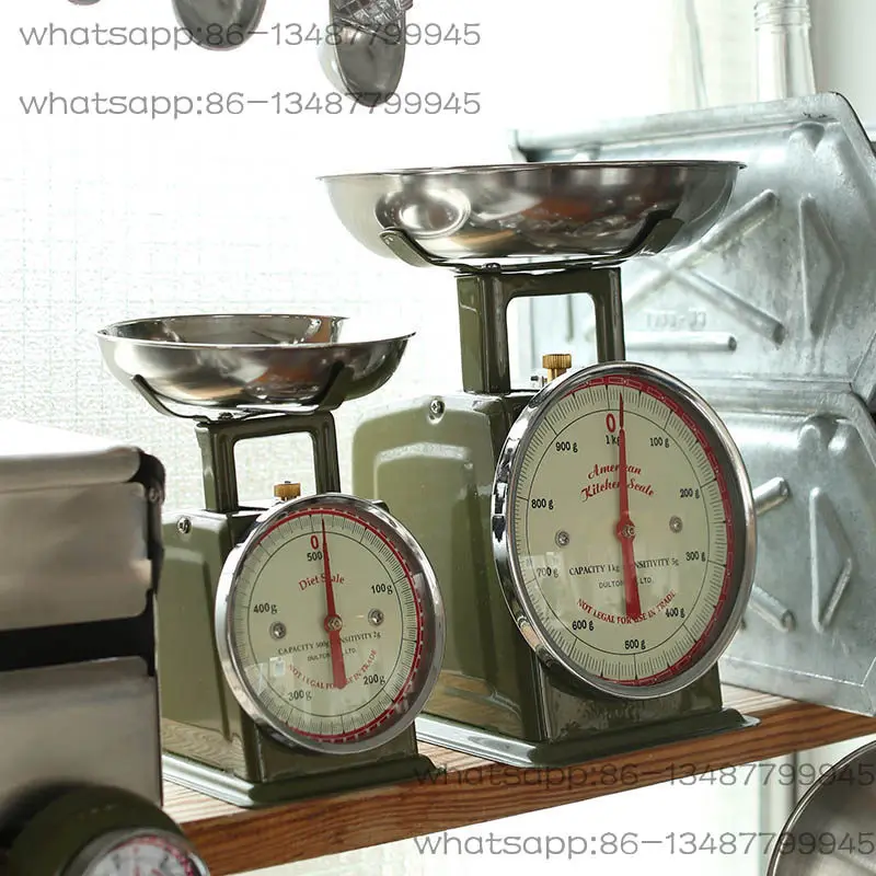 Kitchen Baking Table - メタルキッチンカールレトロベーキング計量スケールレストランプレートスプリングテーブルスケール---1KG 高さ22.5cm