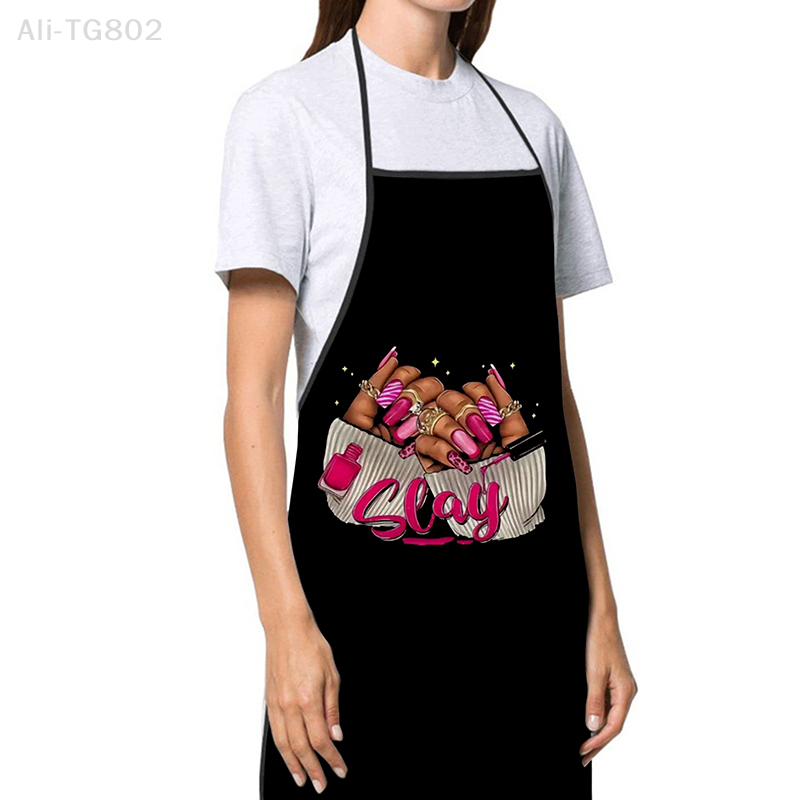 1 個ネイルアート印刷美容キッチン女性エプロン家庭用クリーニ - Kitchen Baking Unit のレビューと価格
