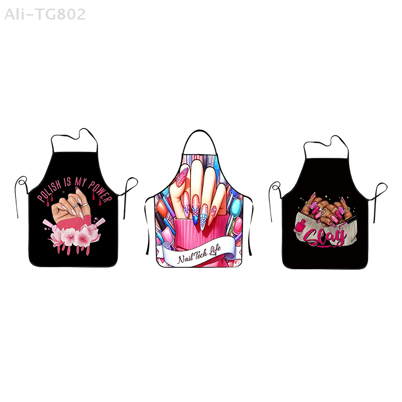1 個ネイルアート印刷美容キッチン女性エプロン家庭用クリーニ - Kitchen Baking Unit のレビューと価格