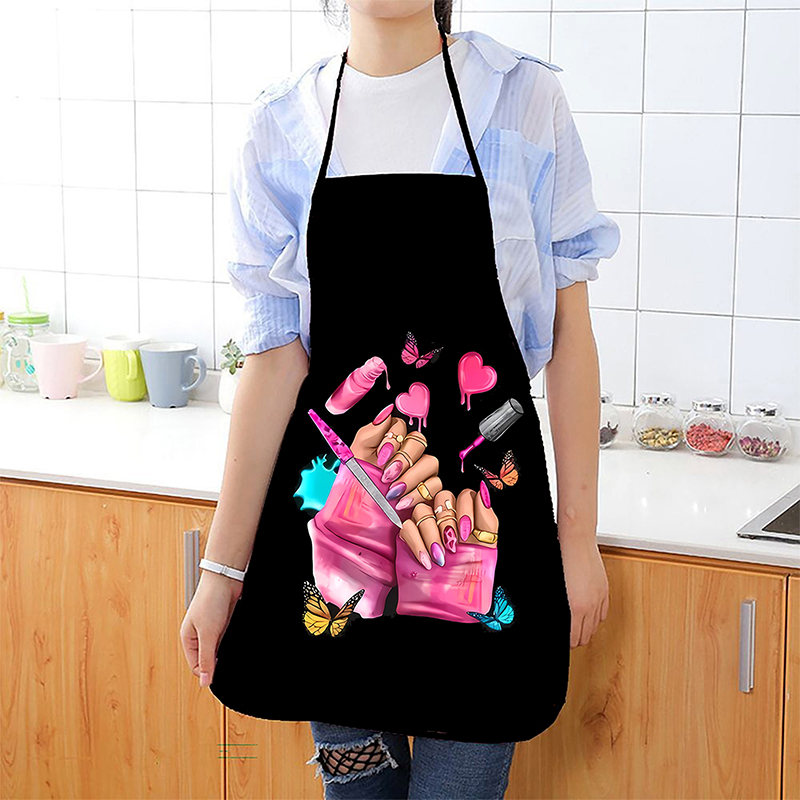 マニキュア印刷美容キッチン女性エプロン家庭用クリーニングピナ - Kitchen Baking Unit のレビューと価格