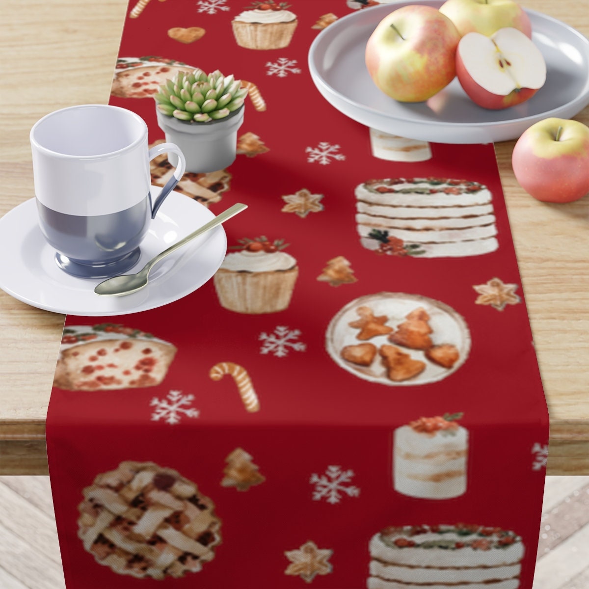 赤いクリスマスベーキングテーブルランナー、ホリデーキッチンリ - Kitchen Baking Table のレビューと価格
