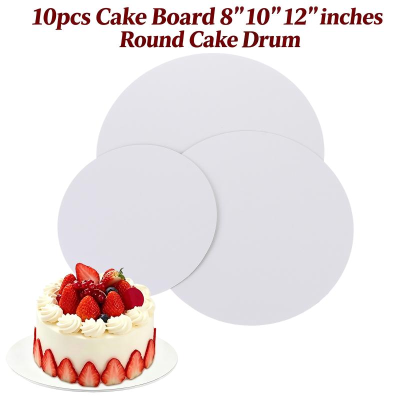 白い丸型ケーキボード10枚入り、業務用ペーパーケーキドラムパ - Cake Board Round のレビューと価格