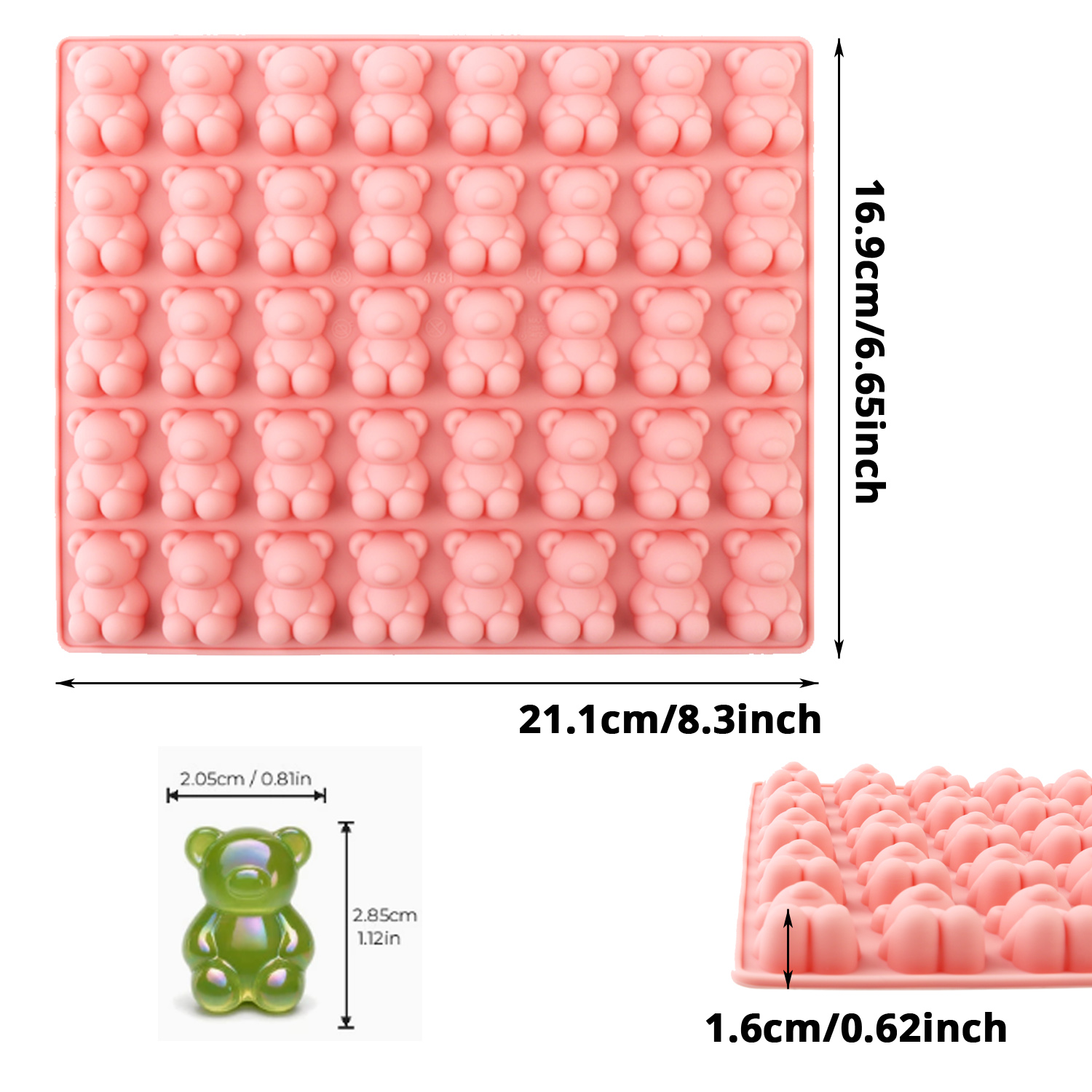 40個取りベア型シリコンモールド 3D漫画風クマチョコレート - Kitchen Baking Molds のレビューと価格