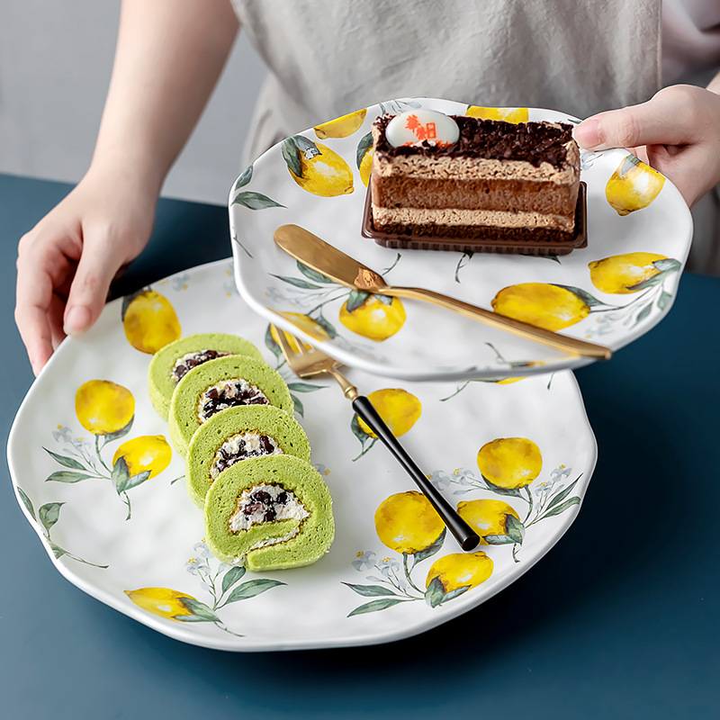 レモンセラミックディナープレートセットヨーロッパクリエイティ - Cake Board Round のレビューと価格