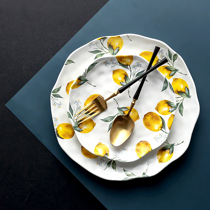 レモンセラミックディナープレートセットヨーロッパクリエイティ - Cake Board Round のレビューと価格