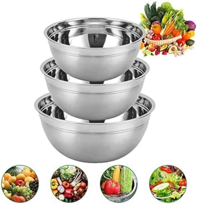 ステンレス鋼のサラダボウル火傷防止食品混合ボウルDIYケーキ - Kitchen Baking Cooking のレビューと価格