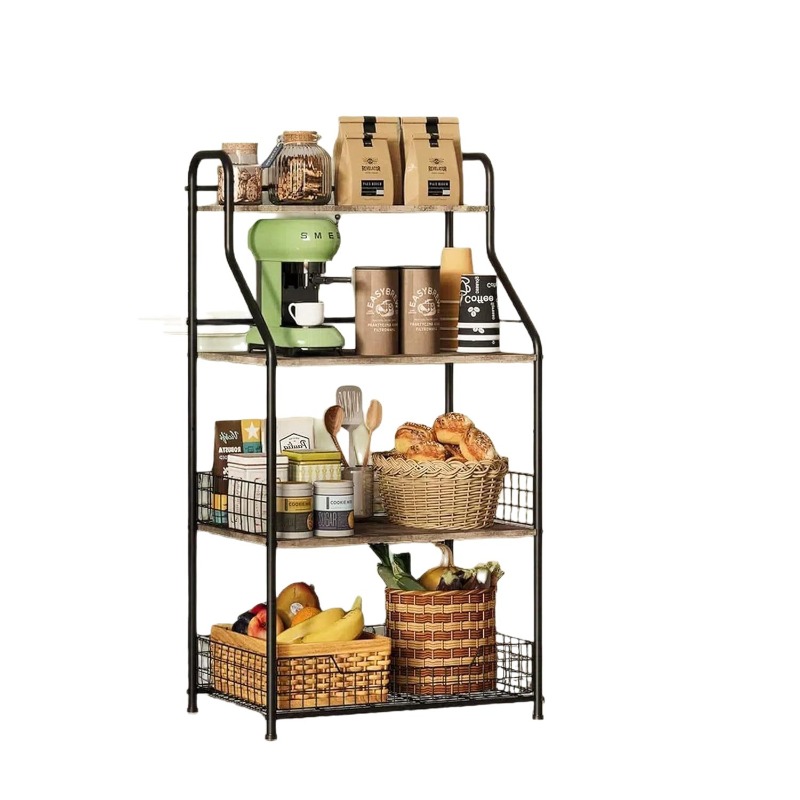 4層鉄製木製収納ラック、電子レンジラック、テーブルラック、キ - Kitchen Baking Table のレビューと価格
