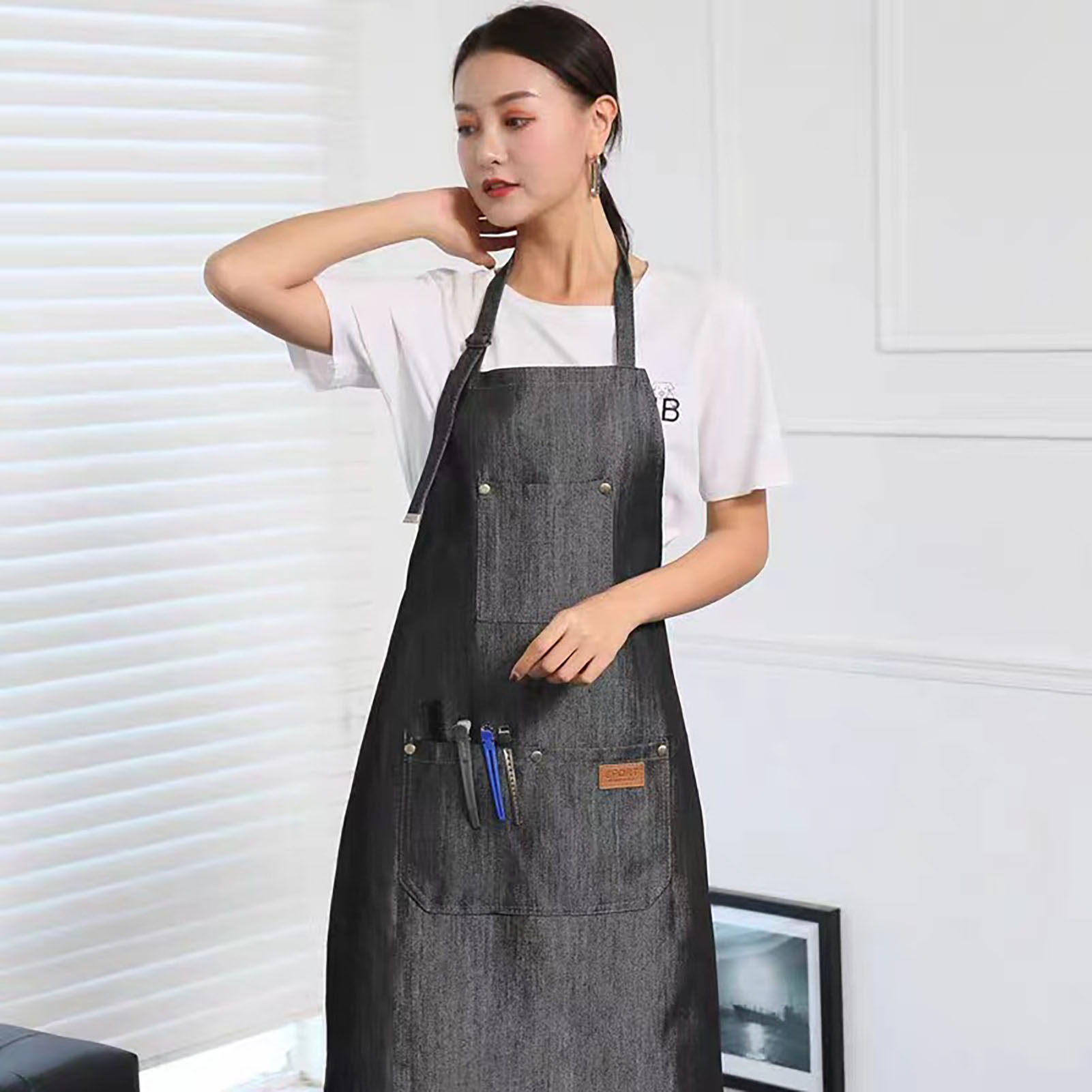 サロン用デニムエプロン,作業服,理髪布,キッチングリル,レス - Kitchen Baking Unit のレビューと価格