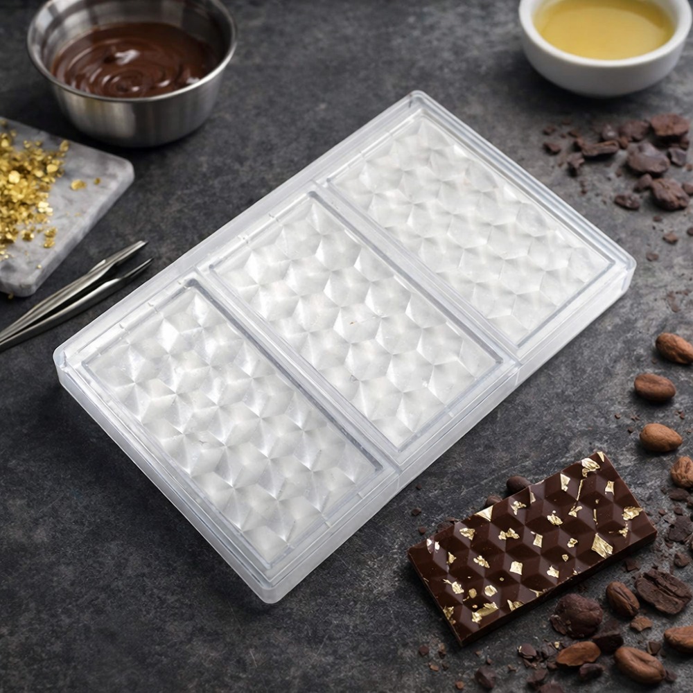 硬質菱形グリッドプリズムチョコレートモールド、DIYベーキン - Kitchen Baking Molds のレビューと価格