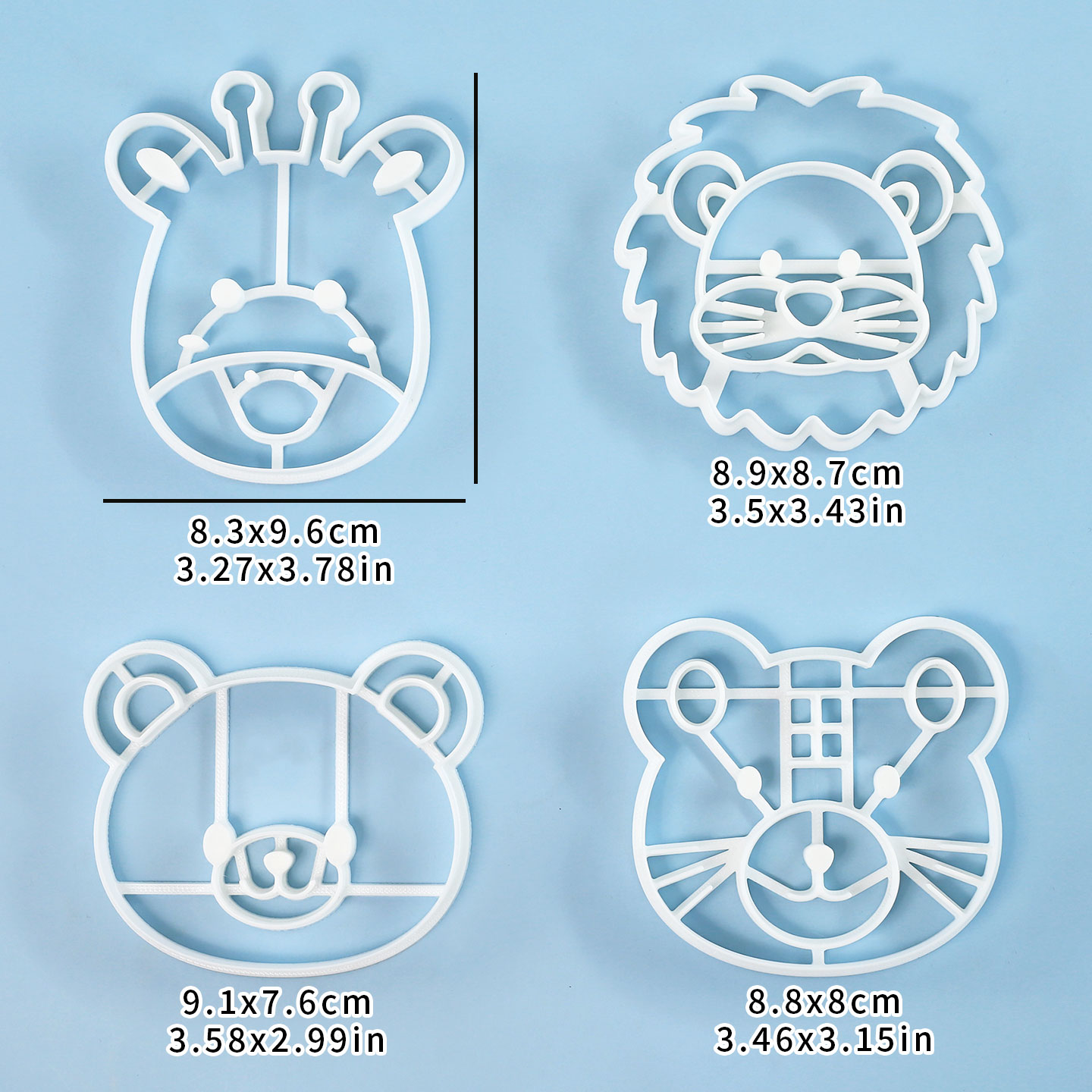 4個入り動物型クッキーカッターセット 3Dキュートなライオン - Kitchen Baking Molds のレビューと価格
