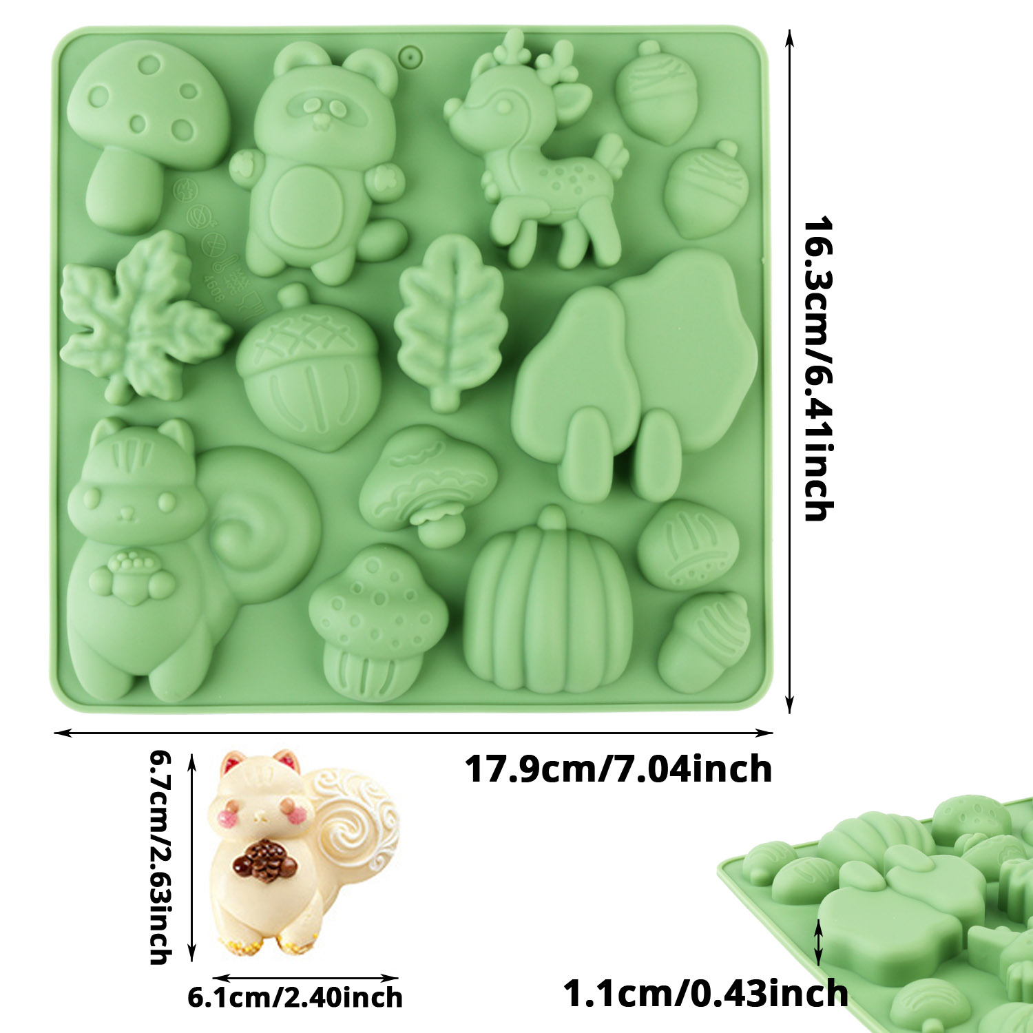 1個の動物の形をしたシリコンケーキ型、リスや鹿など、様々な動 - Kitchen Baking Molds のレビューと価格