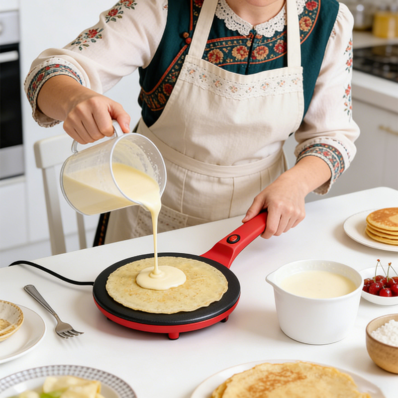 片面加熱式電気クレープメーカー 家庭用 火傷防止ハンドル付き - Kitchen Baking Machine のレビューと価格