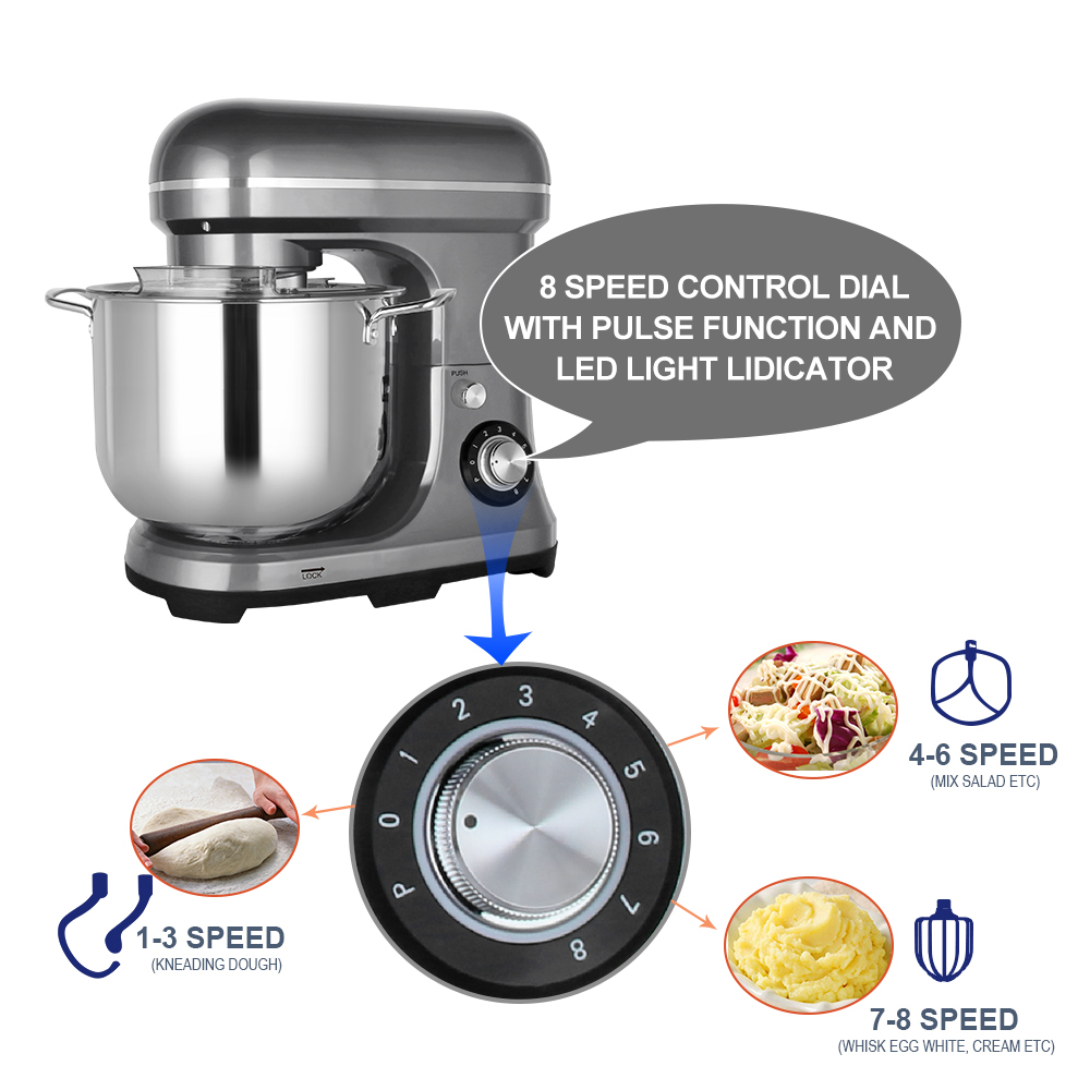 11L 2000W 大型強力電動ミキサー ダブルドウフック付 - Kitchen Baking Mixer のレビューと価格