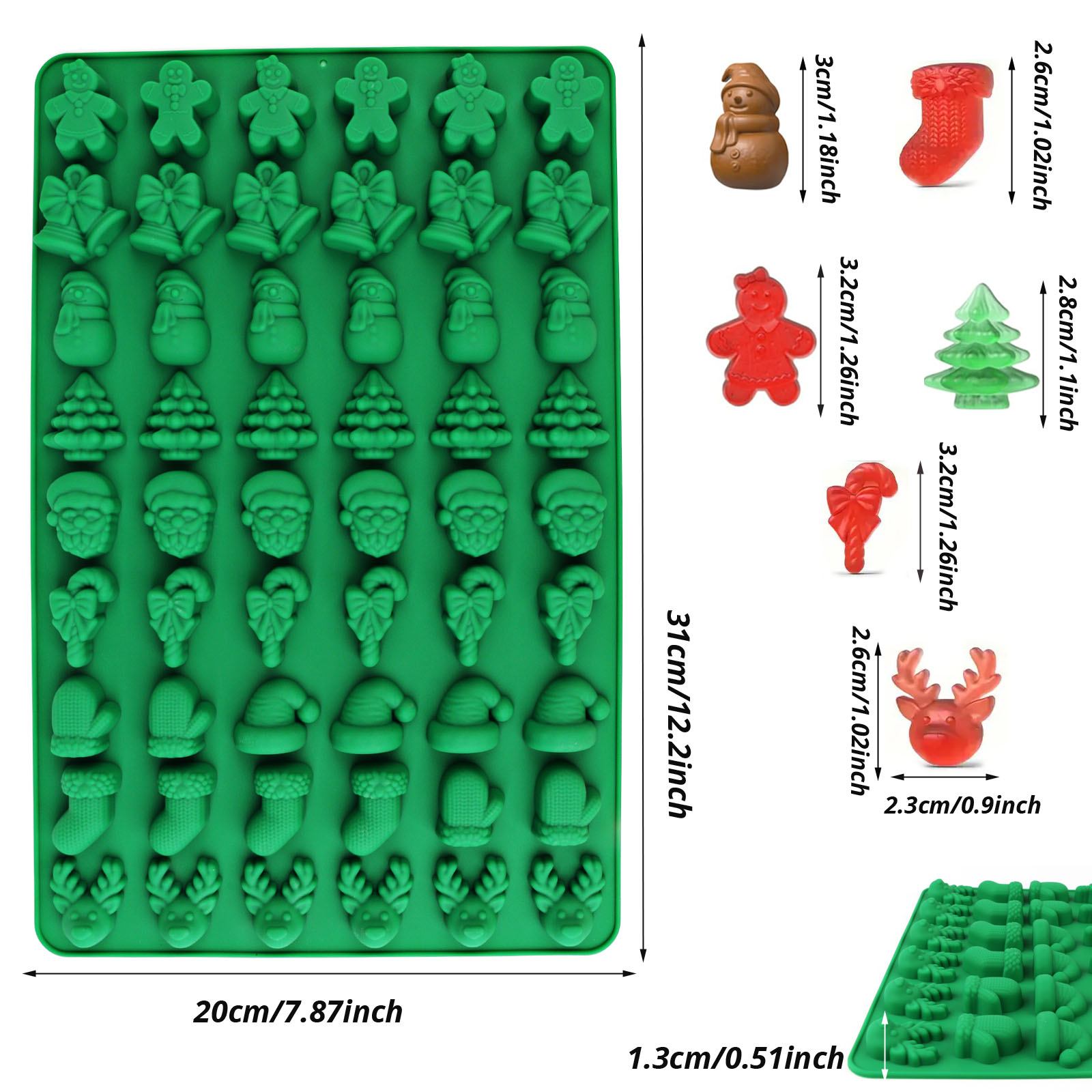 4種類のクリスマスをテーマにしたシリコン製キャンディやチョコ - Kitchen Baking Molds のレビューと価格