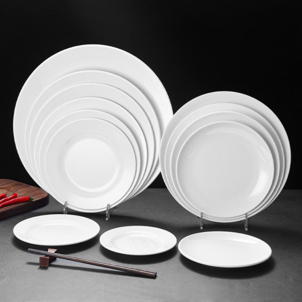 家庭用ラウンドメラミン白皿落下防止模造磁器白ディスク壊れない - Cake Board Round のレビューと価格