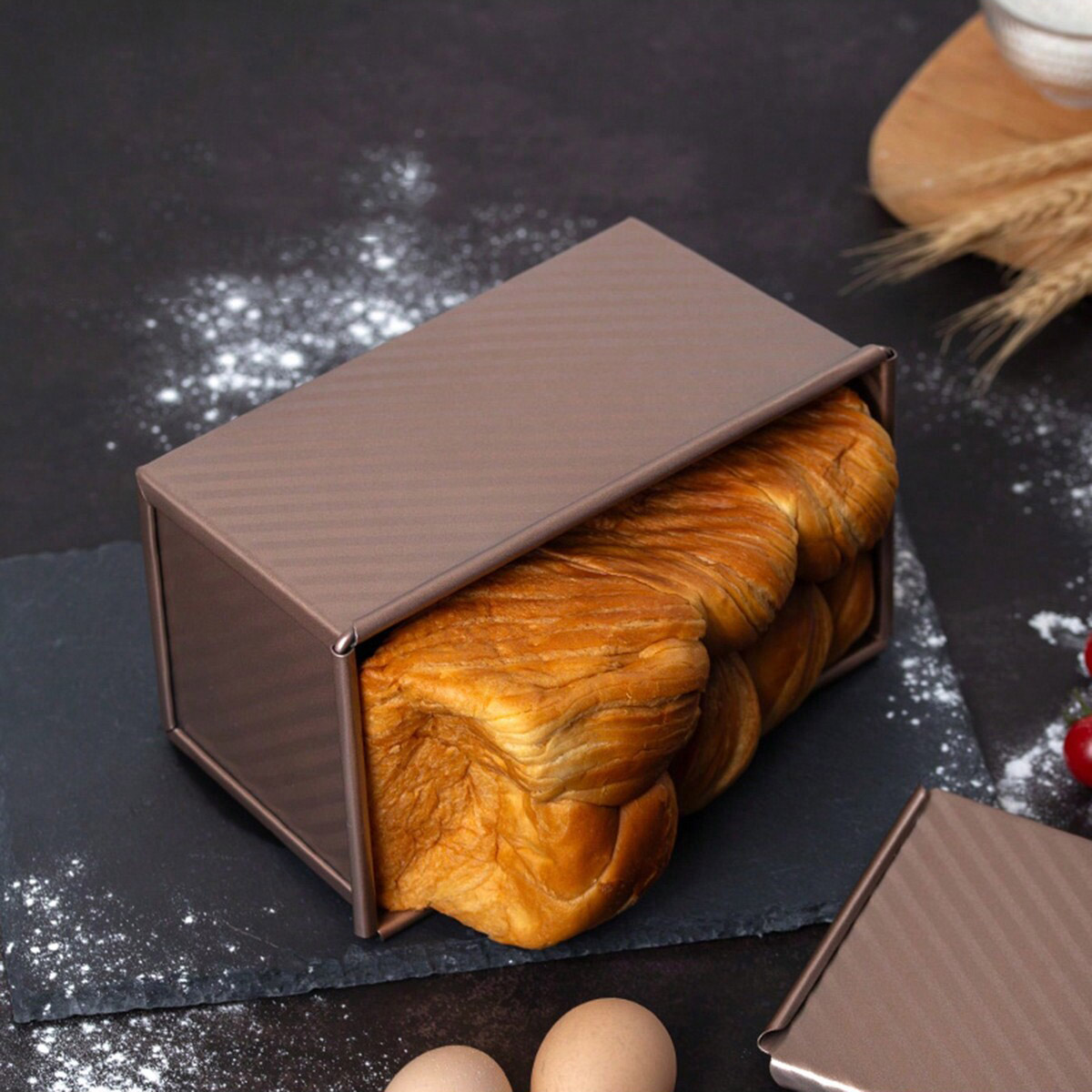 蓋付き金色のパン型1個 - ノンスティック、錆びない。 完璧 - Kitchen And Baking Equipment のレビューと価格