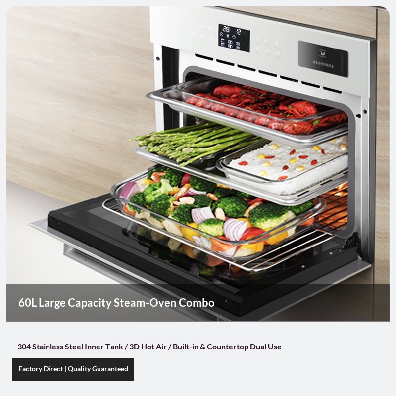 60L内蔵蒸し＆焼きユニット、タッチコントロール、ステンレス - Kitchen Baking Unit のレビューと価格