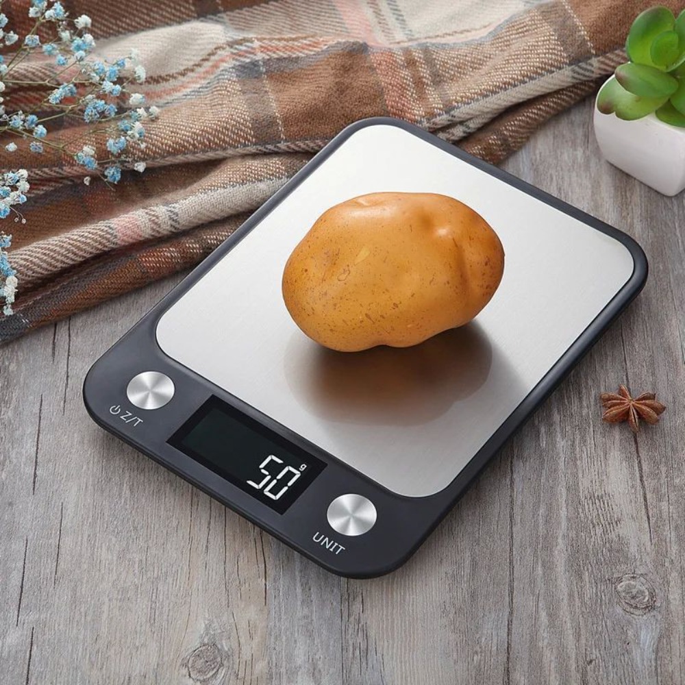 ステンレス製電子キッチンスケール 充電式 LEDディスプレイ - Kitchen Baking Unit のレビューと価格